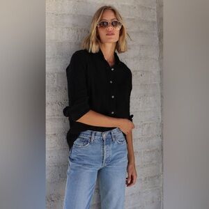 Fe'licite' Boyfriend Button Up Shirt Cayenne NWT Small (size 2)